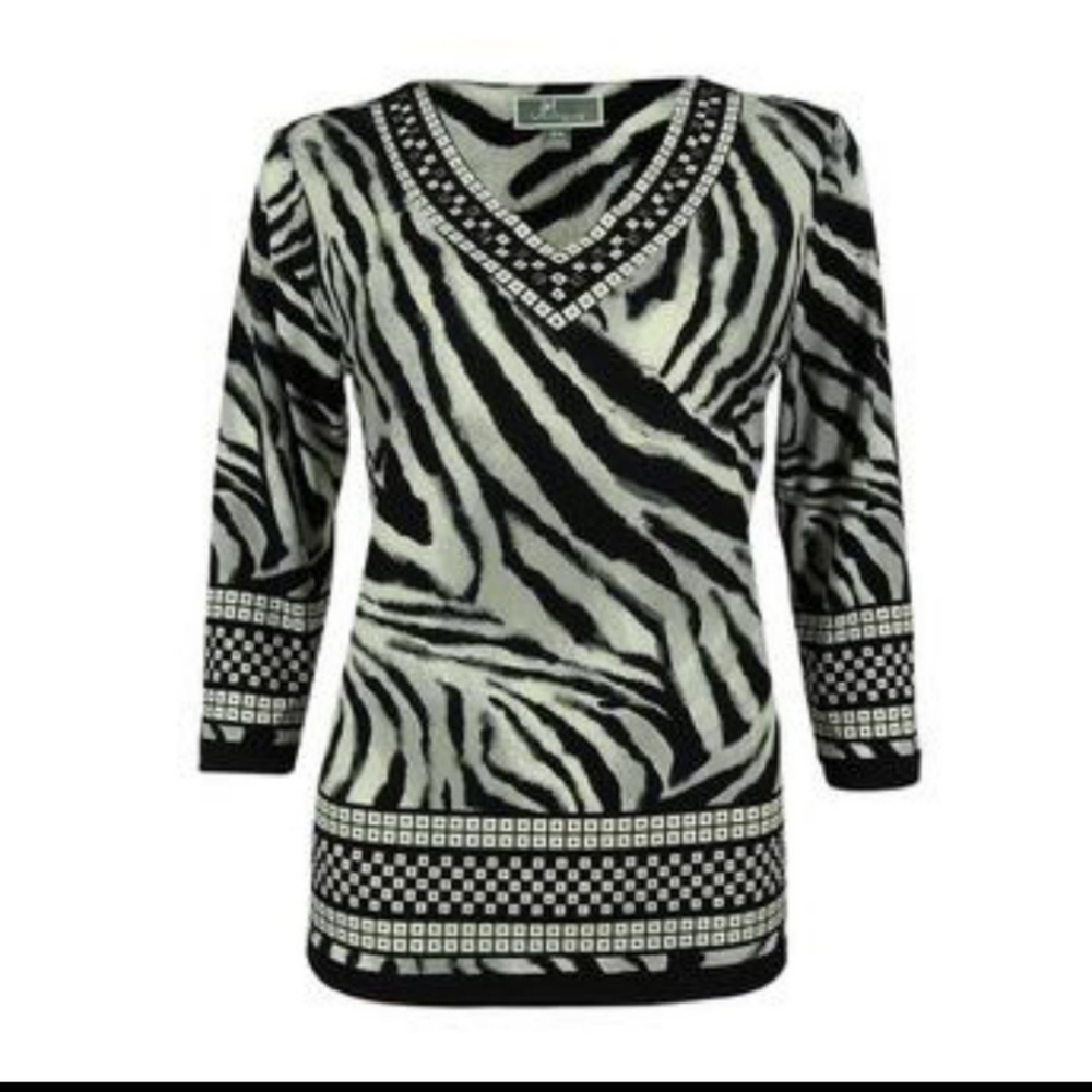 Zebra print top with rhinestones L